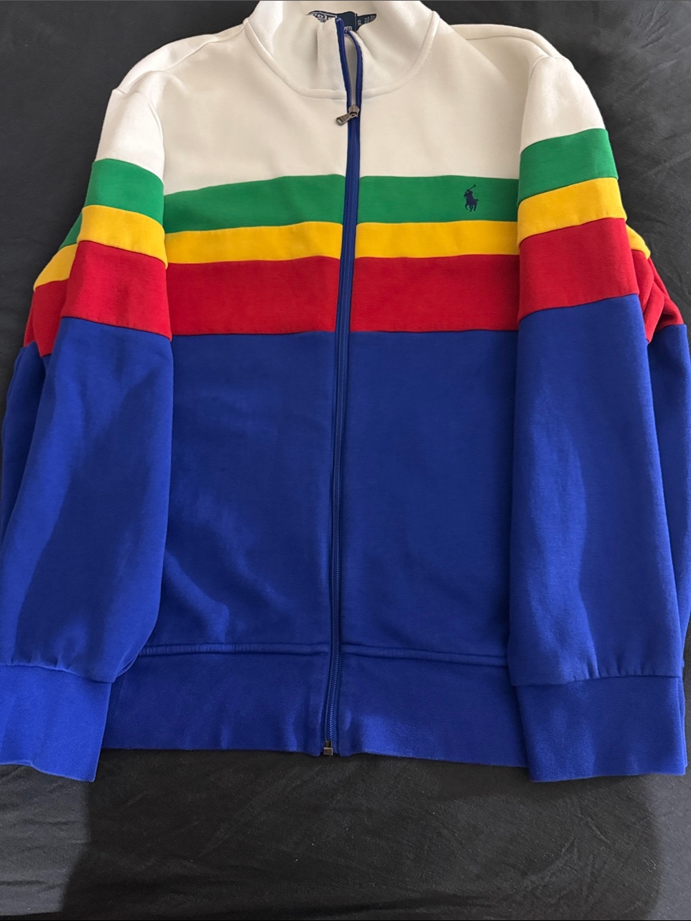 Polo by Ralph Lauren White Blue Multi-Stripe Zip Jacket